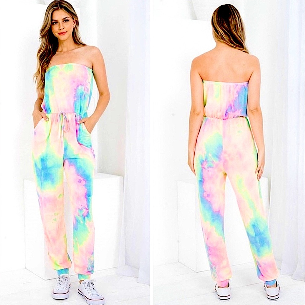 NWOT Tie-Dye Strapless Jumpsuit